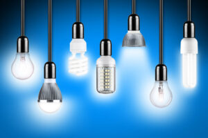 lamp row light bulfs electricians install